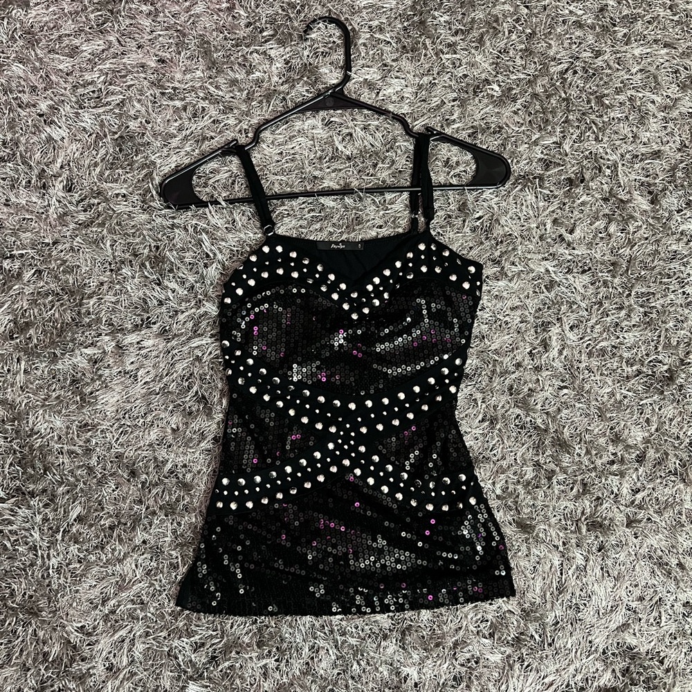 Papaya Black and Silver Sequin Camisole
